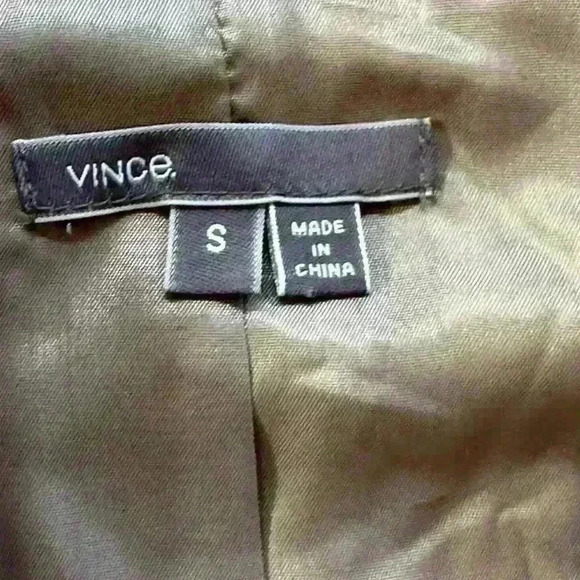 Vince Olive Green/Tan Leather Moto Jacket Women’s Small Like New! - Picture 5 of 8